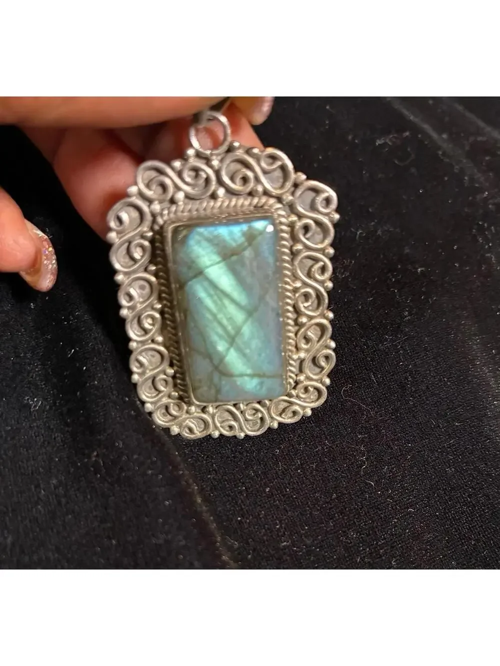 Vtg Sterling Labradorite pendant